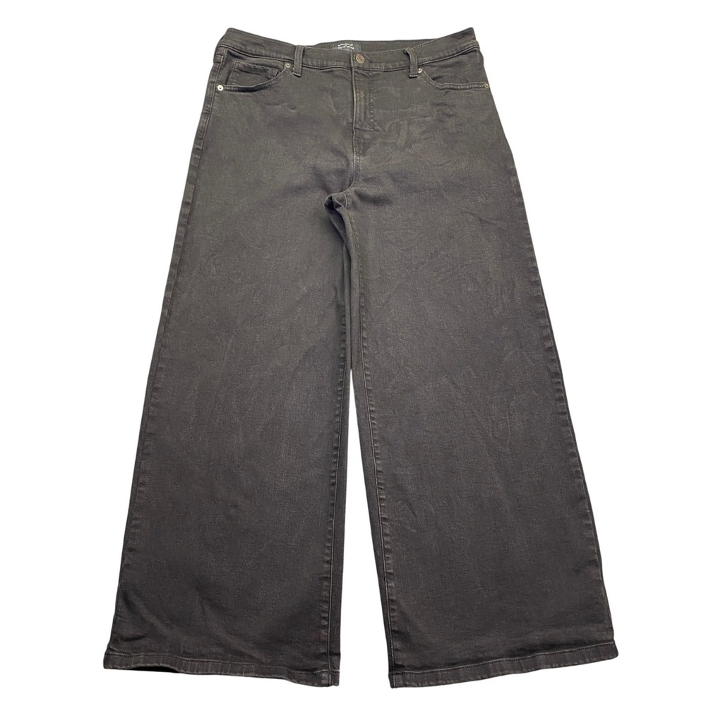 Banana Republic Wide Leg High Rise Black Wash Jeans‎ Size 32/14 Grunge Skater